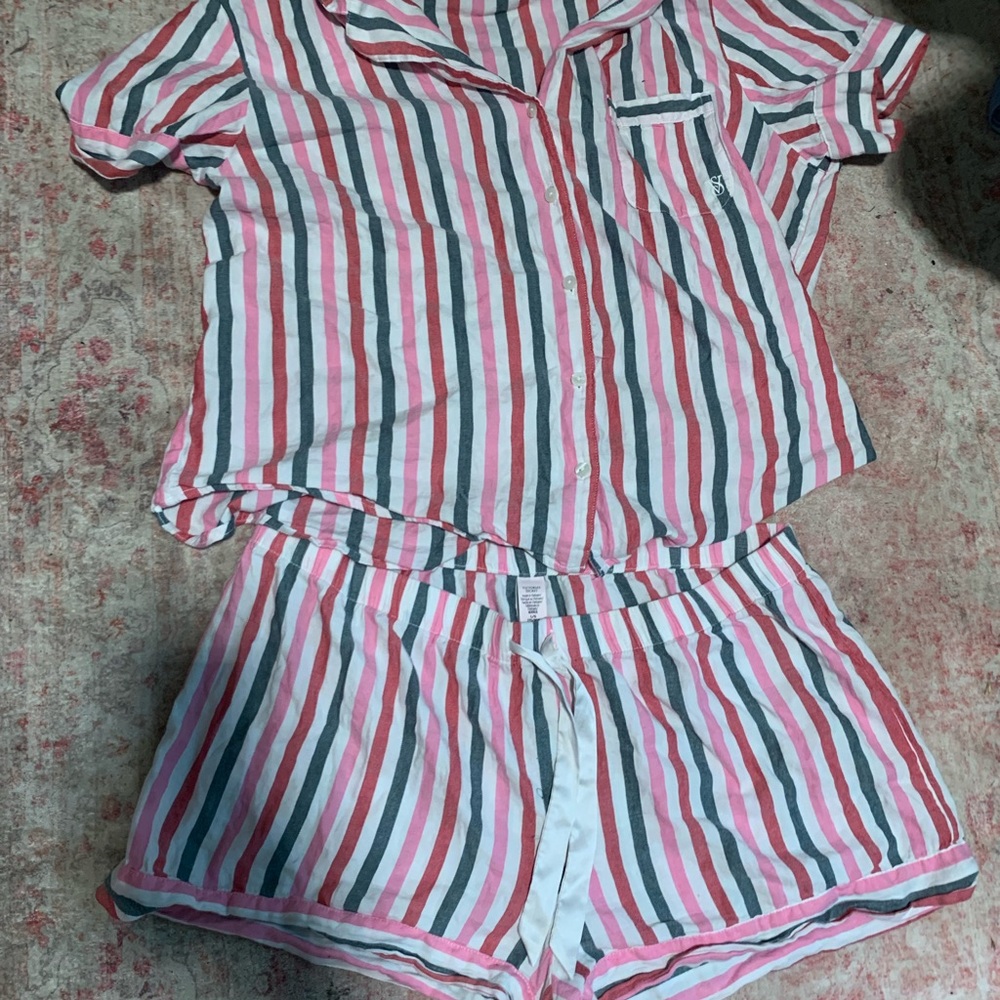 Victoria's Secret Pink and Gray Pajama Set